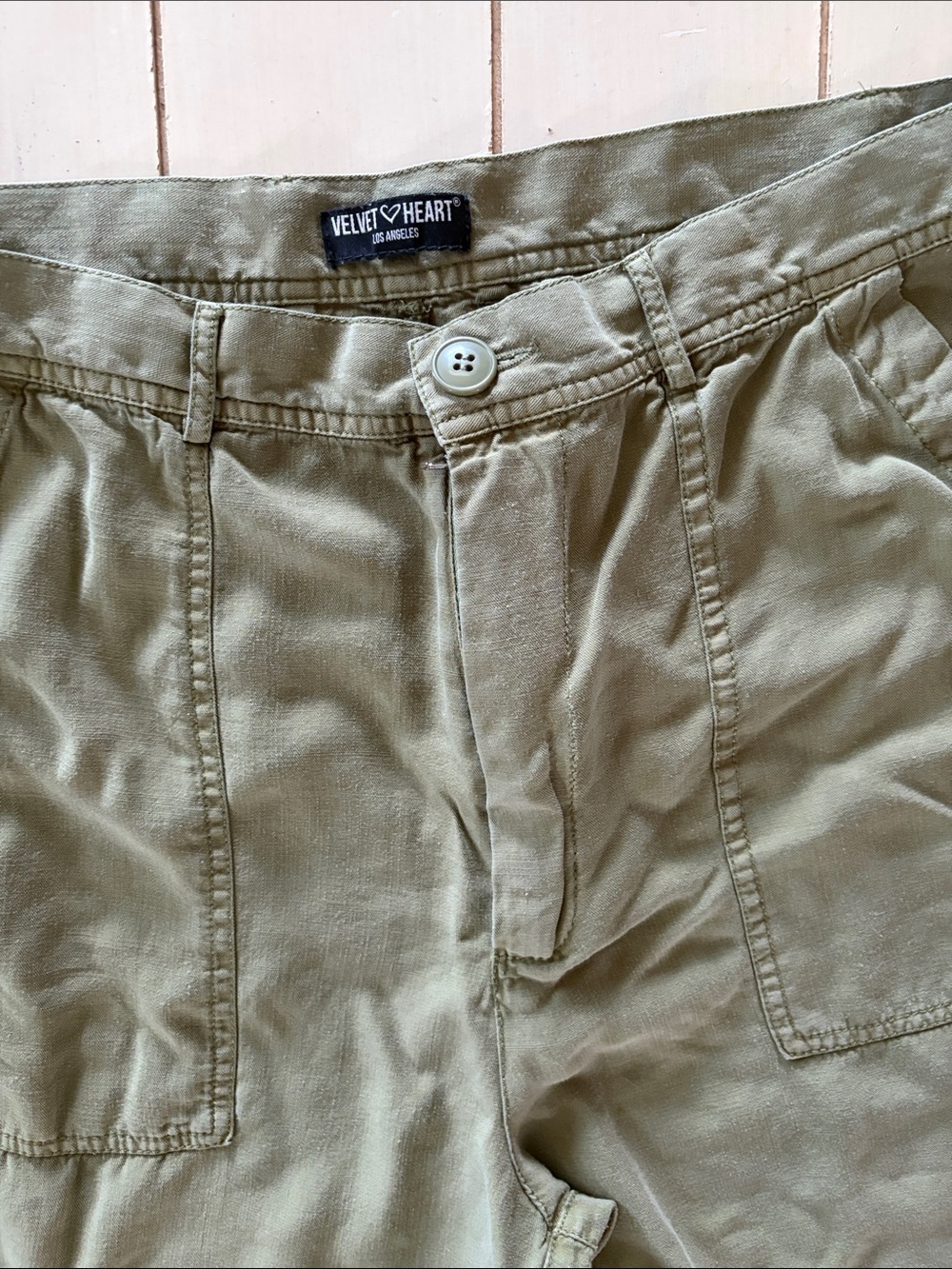 Velvet Heart Olive Utility Trousers with Front Patch Pockets